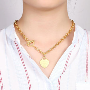 Colar Feminino Carve para Sempre Amor Aço Titânio Coração Cor do Ouro - Loja Ammix