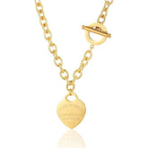 Colar Feminino Carve para Sempre Amor Aço Titânio Coração Cor do Ouro - Loja Ammix