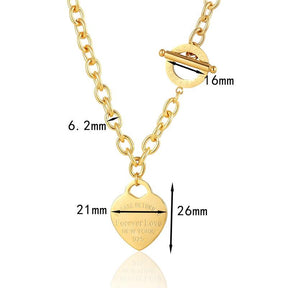 Colar Feminino Carve para Sempre Amor Aço Titânio Coração Cor do Ouro - Loja Ammix