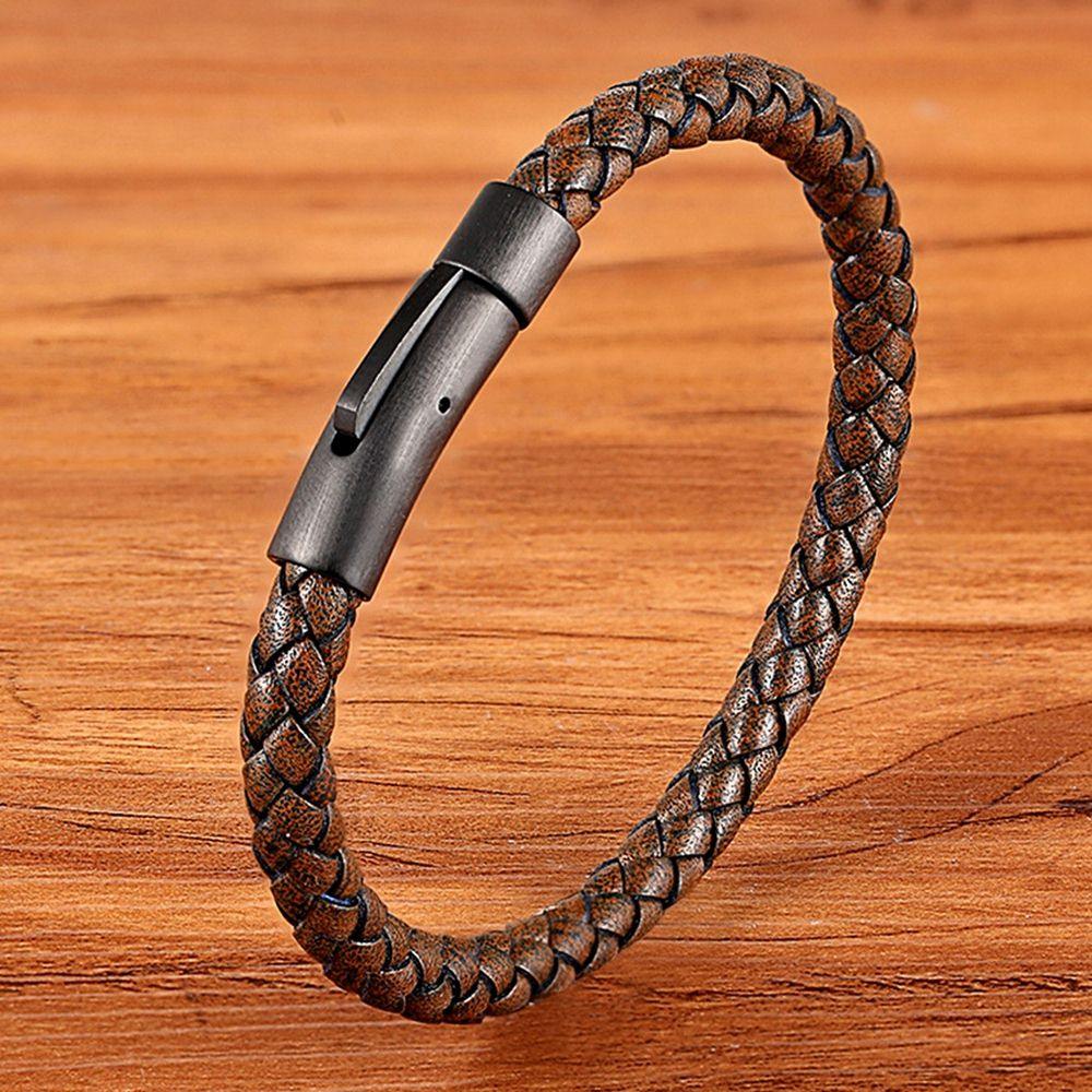 Pulseira de Couro Masculina Simples - Loja Ammix