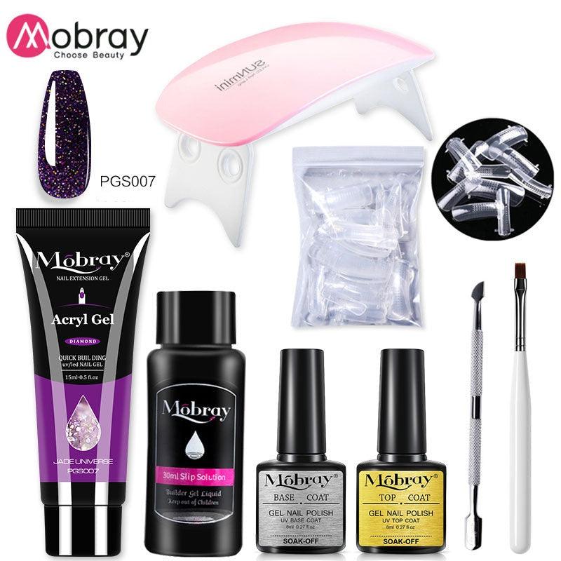Mobray Poly Nail Gel Set 6W LED Lamp Full Manicure Set Quick Extension Nail Kit Gel Building Poly UV Gels Set For Nails Tool Kit - Loja Ammix