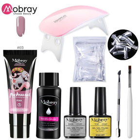 Mobray Poly Nail Gel Set 6W LED Lamp Full Manicure Set Quick Extension Nail Kit Gel Building Poly UV Gels Set For Nails Tool Kit - Loja Ammix