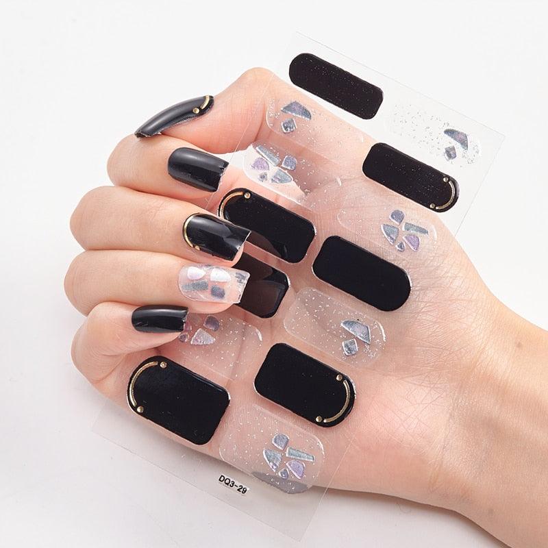 Four Sorts of Nail Stickers Fashion Nail Wraps Self Adhesive Manicure Decoracion Nail Strips Nail Sticker Set Nail Art - Loja Ammix