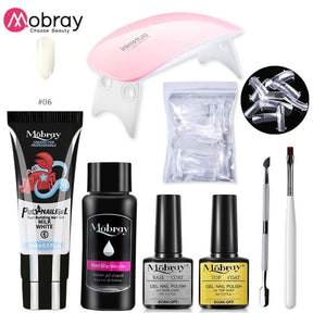 Mobray Poly Nail Gel Set 6W LED Lamp Full Manicure Set Quick Extension Nail Kit Gel Building Poly UV Gels Set For Nails Tool Kit - Loja Ammix