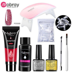 Mobray Poly Nail Gel Set 6W LED Lamp Full Manicure Set Quick Extension Nail Kit Gel Building Poly UV Gels Set For Nails Tool Kit - Loja Ammix