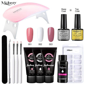 Mobray Poly Nail Gel Set 6W LED Lamp Full Manicure Set Quick Extension Nail Kit Gel Building Poly UV Gels Set For Nails Tool Kit - Loja Ammix