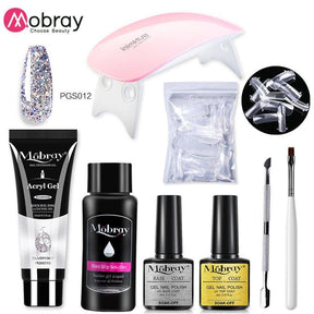 Mobray Poly Nail Gel Set 6W LED Lamp Full Manicure Set Quick Extension Nail Kit Gel Building Poly UV Gels Set For Nails Tool Kit - Loja Ammix