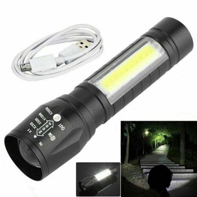 Flashlight Strong Light Rechargeable Zoom Giant Bright Xenon Special Forces Home Outdoor Portable Led Luminous Flashlight - Loja Ammix
