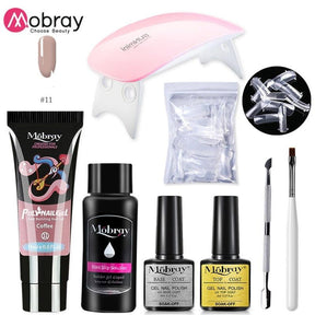 Mobray Poly Nail Gel Set 6W LED Lamp Full Manicure Set Quick Extension Nail Kit Gel Building Poly UV Gels Set For Nails Tool Kit - Loja Ammix