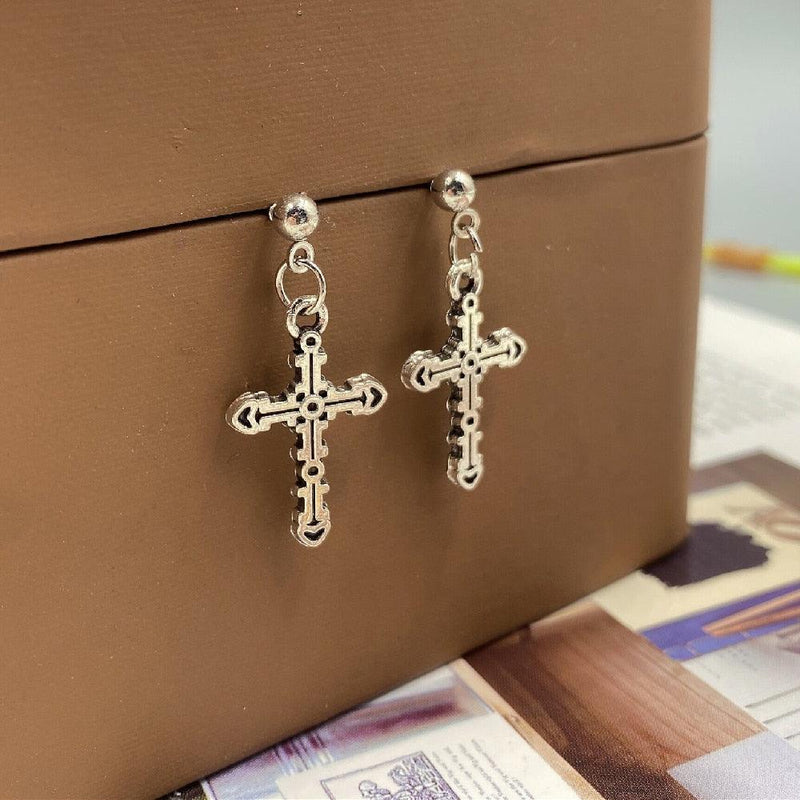 Fashion  Cross Pendant Cartilage Drop Dangle Earrings Punk Jewelry For Cool Women Girl Friendship Gifts - Loja Ammix