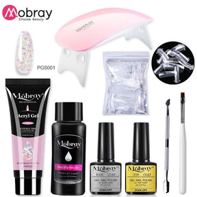 Mobray Poly Nail Gel Set 6W LED Lamp Full Manicure Set Quick Extension Nail Kit Gel Building Poly UV Gels Set For Nails Tool Kit - Loja Ammix