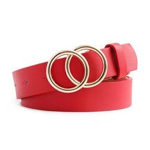Double Ring Belts for Women Girls Fashion Leopard Waist Belt PU Metal Buckle Heart Pin Belt Leisure Dress Jeans Wild Waistband - Loja Ammix