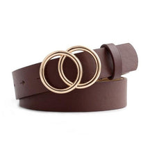 Double Ring Belts for Women Girls Fashion Leopard Waist Belt PU Metal Buckle Heart Pin Belt Leisure Dress Jeans Wild Waistband - Loja Ammix