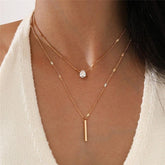 Simple Crystal Geometric Gold Color Pendant Necklace Set for Women Charms Fashion Square Rhinestone Female Vintage Jewelry 2022 - Loja Ammix