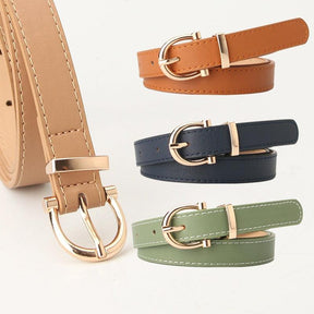 2022 Women Belts New PU Leather Simple Metal Buckle Belt Girls Dress Jean Pants Waistband Belts for Lady Luxury Designer Brand - Loja Ammix