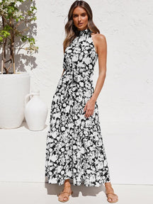 Summer Long Dress Polka Dot Casual Dresses Black Sexy Halter Strapless New 2022 Yellow Sundress Vacation Clothes For Women - Loja Ammix
