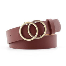 Double Ring Belts for Women Girls Fashion Leopard Waist Belt PU Metal Buckle Heart Pin Belt Leisure Dress Jeans Wild Waistband - Loja Ammix