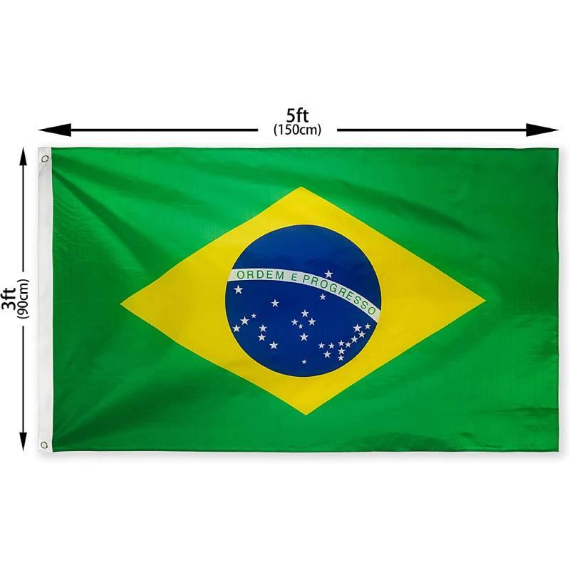 Brazilian National Flags 3x5 Foot Polyester Brazil Flag Decorations Fans Supporting for Sports Events Festivals Celebrations - Loja Ammix