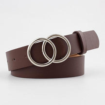 Double Ring Belts for Women Girls Fashion Leopard Waist Belt PU Metal Buckle Heart Pin Belt Leisure Dress Jeans Wild Waistband - Loja Ammix