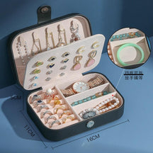 Jewelry Box Portable Leather Jewelry Organizer Box Display Travel Jewelry Case Boxes Button Leather Storage Zipper Jewelers - Loja Ammix