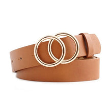 Double Ring Belts for Women Girls Fashion Leopard Waist Belt PU Metal Buckle Heart Pin Belt Leisure Dress Jeans Wild Waistband - Loja Ammix