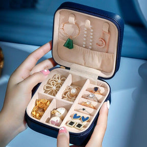 Jewelry Box Portable Leather Jewelry Organizer Box Display Travel Jewelry Case Boxes Button Leather Storage Zipper Jewelers - Loja Ammix