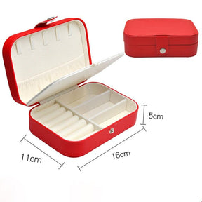 Jewelry Box Portable Leather Jewelry Organizer Box Display Travel Jewelry Case Boxes Button Leather Storage Zipper Jewelers - Loja Ammix