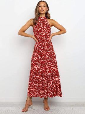 Summer Long Dress Polka Dot Casual Dresses Black Sexy Halter Strapless New 2022 Yellow Sundress Vacation Clothes For Women - Loja Ammix