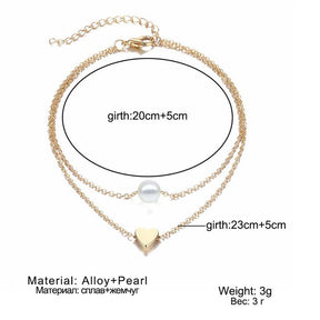 New Fashion Simple Heart Female Anklets Foot Jewelry Leg New Anklets On Foot Ankle Bracelets For Women Leg Chain Gifts - Loja Ammix