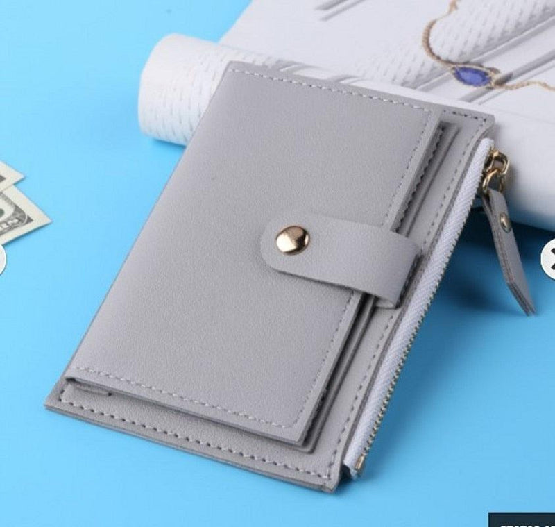 Fashion Women Wallets Leather Female Purse Mini Hasp Solid Multi-Cards Holder Coin Short Wallets Slim Small Wallet Zipper Hasp - Loja Ammix