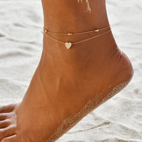 New Fashion Simple Heart Female Anklets Foot Jewelry Leg New Anklets On Foot Ankle Bracelets For Women Leg Chain Gifts - Loja Ammix