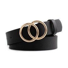 Double Ring Belts for Women Girls Fashion Leopard Waist Belt PU Metal Buckle Heart Pin Belt Leisure Dress Jeans Wild Waistband - Loja Ammix