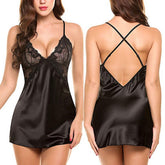 Women&#39;s Sexy Lace Satin Nightdress Women&#39;s Lingerie Pajamas Set Babydoll Sexy Costumes Erotic Hot Dresses Exotic Pajamas - Loja Ammix