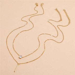 Simple Crystal Geometric Gold Color Pendant Necklace Set for Women Charms Fashion Square Rhinestone Female Vintage Jewelry 2022 - Loja Ammix