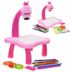 Children Led Projector Art Drawing Table Toys Kids Painting Board Desk Arts Crafts Educational Learning Paint Tools Toy for Girl - Loja Ammix