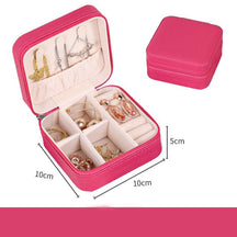 Jewelry Box Portable Leather Jewelry Organizer Box Display Travel Jewelry Case Boxes Button Leather Storage Zipper Jewelers - Loja Ammix