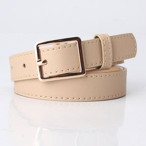 2022 Women Belts New PU Leather Simple Metal Buckle Belt Girls Dress Jean Pants Waistband Belts for Lady Luxury Designer Brand - Loja Ammix