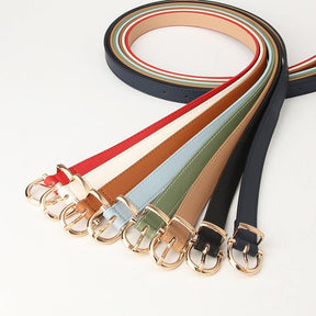2022 Women Belts New PU Leather Simple Metal Buckle Belt Girls Dress Jean Pants Waistband Belts for Lady Luxury Designer Brand - Loja Ammix