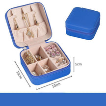 Jewelry Box Portable Leather Jewelry Organizer Box Display Travel Jewelry Case Boxes Button Leather Storage Zipper Jewelers - Loja Ammix