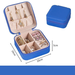 Jewelry Box Portable Leather Jewelry Organizer Box Display Travel Jewelry Case Boxes Button Leather Storage Zipper Jewelers - Loja Ammix