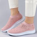 Rimocy Crystal Breathable Mesh Sneaker Shoes for Women Comfortable Soft Bottom Flats Plus Size 43 Non Slip Casual Shoes Woman - Loja Ammix