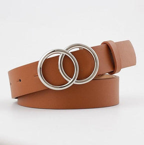 Double Ring Belts for Women Girls Fashion Leopard Waist Belt PU Metal Buckle Heart Pin Belt Leisure Dress Jeans Wild Waistband - Loja Ammix