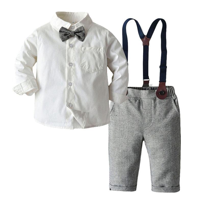 Romper Clothes Set For Baby Boy Bow Hat Gentleman Suit Infant Baby Bodysuit Clothes for Newborn Babies Belt Pants Toddler Set - Loja Ammix