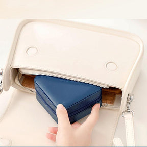 Jewelry Box Portable Leather Jewelry Organizer Box Display Travel Jewelry Case Boxes Button Leather Storage Zipper Jewelers - Loja Ammix