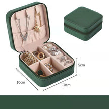 Jewelry Box Portable Leather Jewelry Organizer Box Display Travel Jewelry Case Boxes Button Leather Storage Zipper Jewelers - Loja Ammix