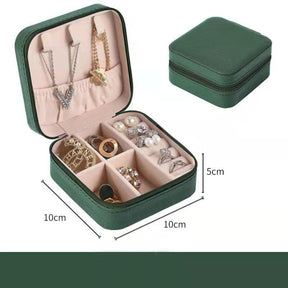 Jewelry Box Portable Leather Jewelry Organizer Box Display Travel Jewelry Case Boxes Button Leather Storage Zipper Jewelers - Loja Ammix