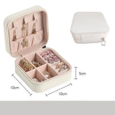 Jewelry Box Portable Leather Jewelry Organizer Box Display Travel Jewelry Case Boxes Button Leather Storage Zipper Jewelers - Loja Ammix
