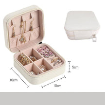 Jewelry Box Portable Leather Jewelry Organizer Box Display Travel Jewelry Case Boxes Button Leather Storage Zipper Jewelers - Loja Ammix