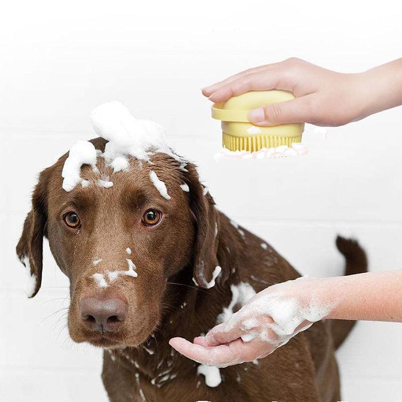 Escova Relaxante De Banho Para Animais com Dispenser Shampoo - Loja Ammix