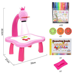 Children Led Projector Art Drawing Table Toys Kids Painting Board Desk Arts Crafts Educational Learning Paint Tools Toy for Girl - Loja Ammix